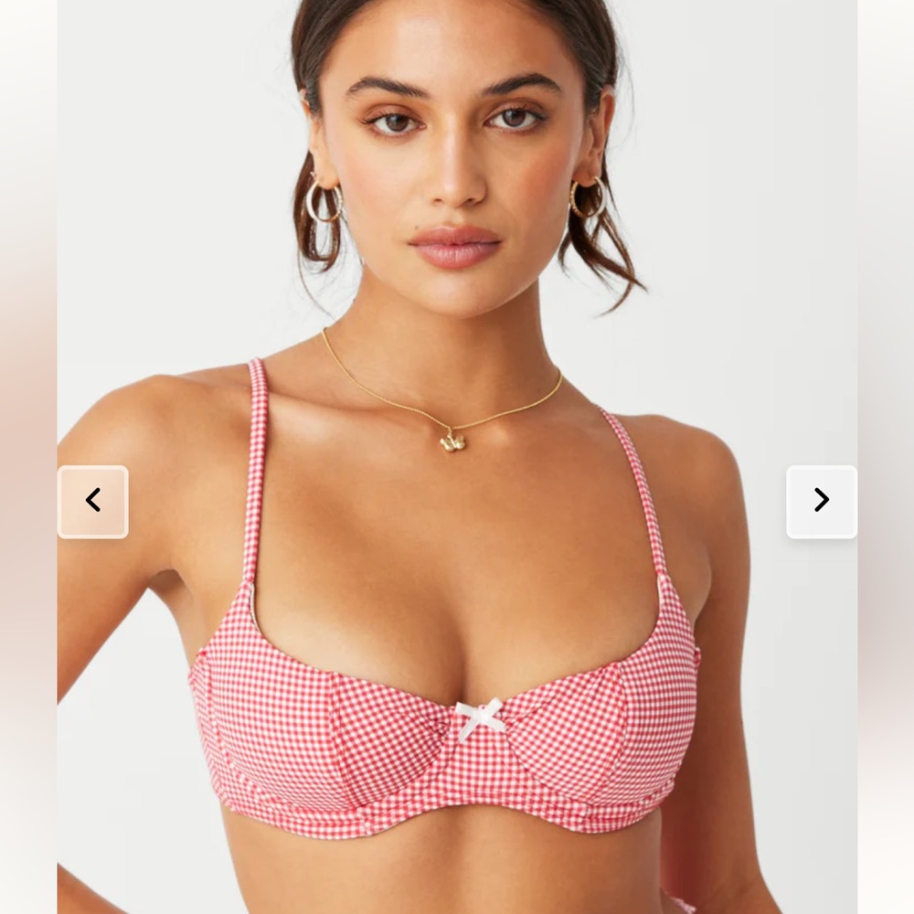 Frankie’s Bikini Cola Underwire Balconette Bikini Top. Size M NWT